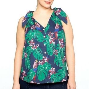 Draper James ELOQUII Parrot Tie Top 18 Plus Trop